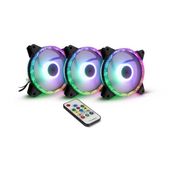 Gehäuse-Lüfter Argus RGB-Fan Set RS-07 mit Kristall-Effekt - 3x 120mm - 4PIN Molex